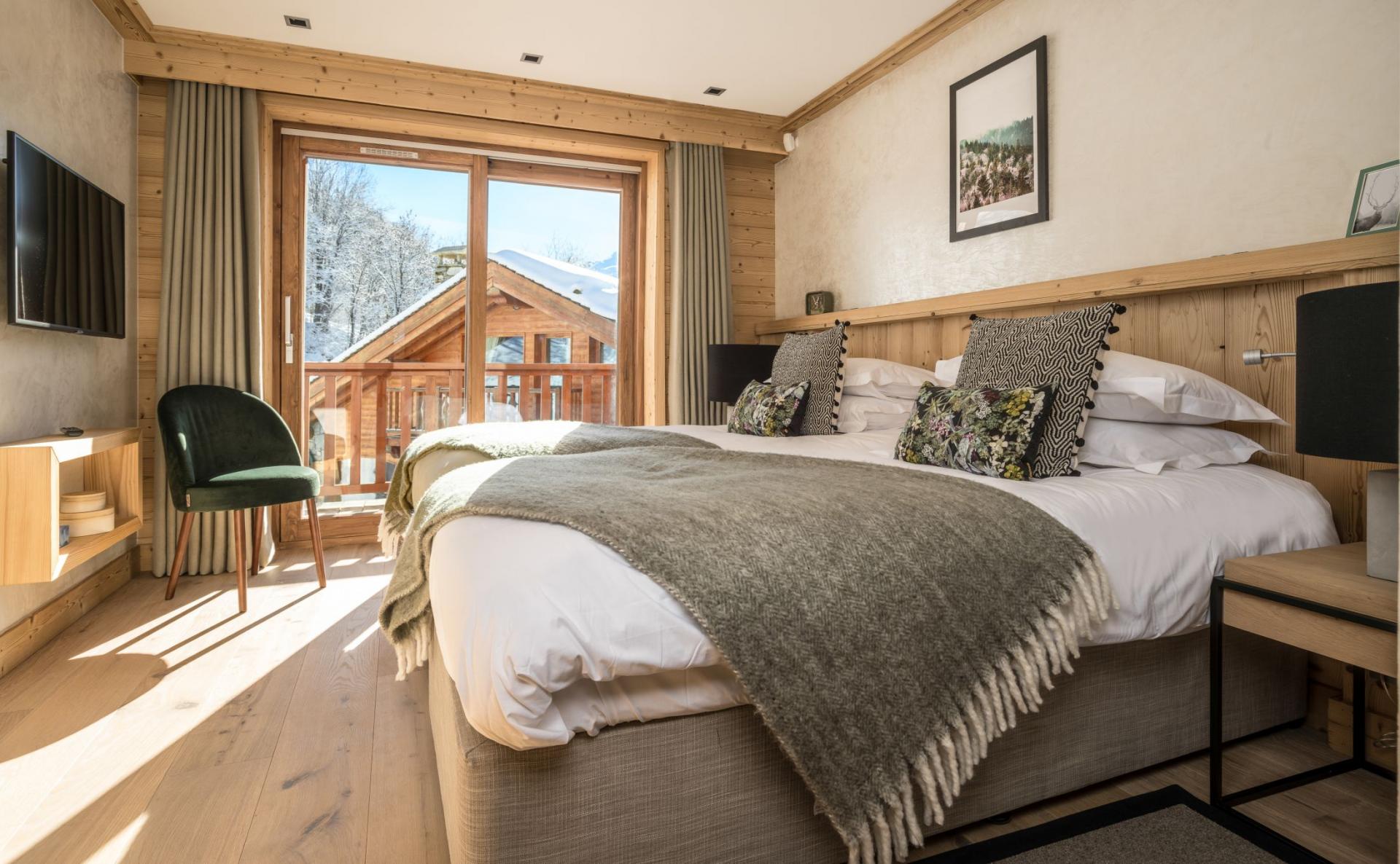 Sunlit twin bedroom