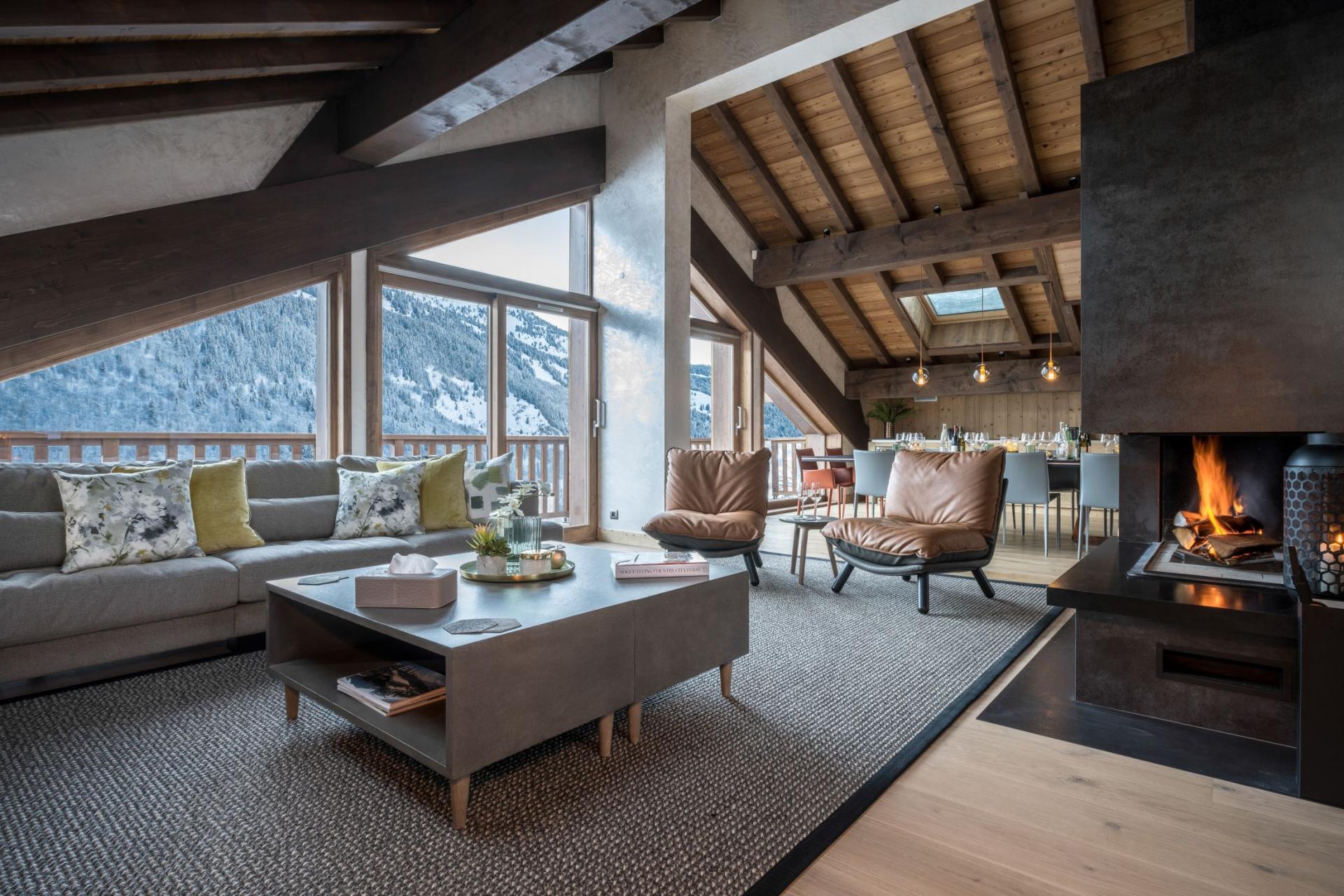 Living room with valley views
